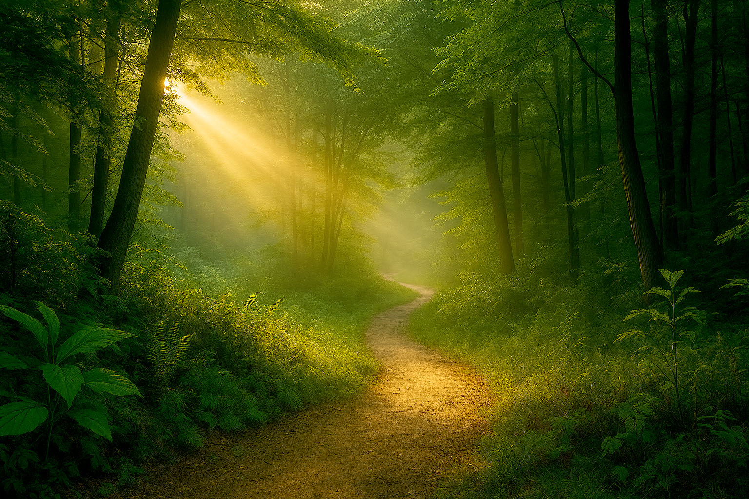 Forest path with soft sunlight, symbolizing peace, hope, direction, and steady support for parents estranged from their adult children.