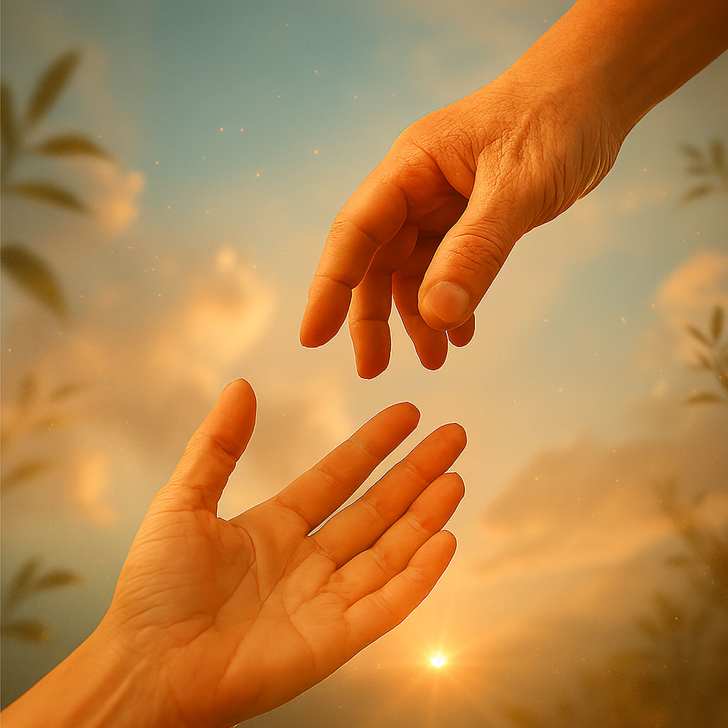 Two hands reaching toward each other on an estranged parents support website