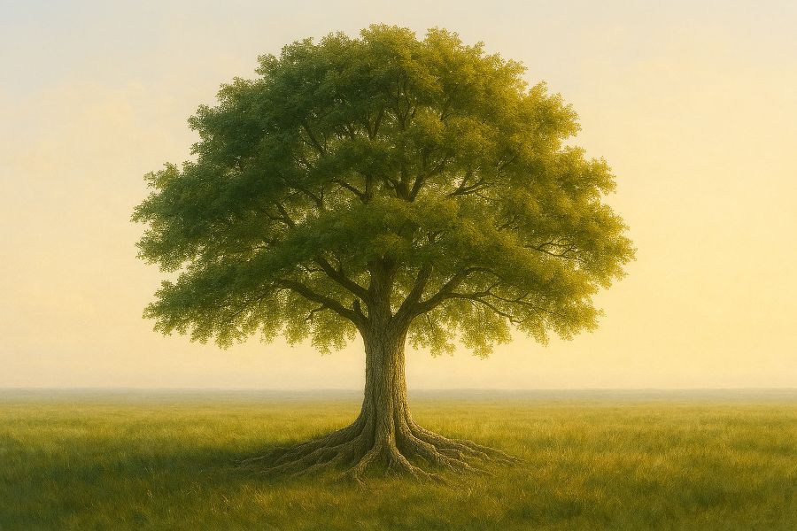 A strong tree with deep roots symbolizing emotional protection during parent-Adult child estrangement